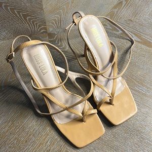 MISS LOLA Strappy Nude High Heel Sandals 5.5